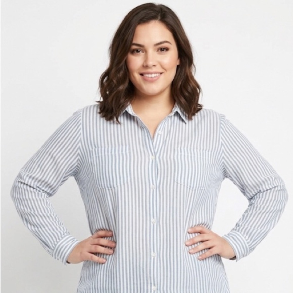 Velvet heart striped long sleeve shirt button down size 1X